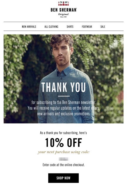 Ben Sherman welcome emails