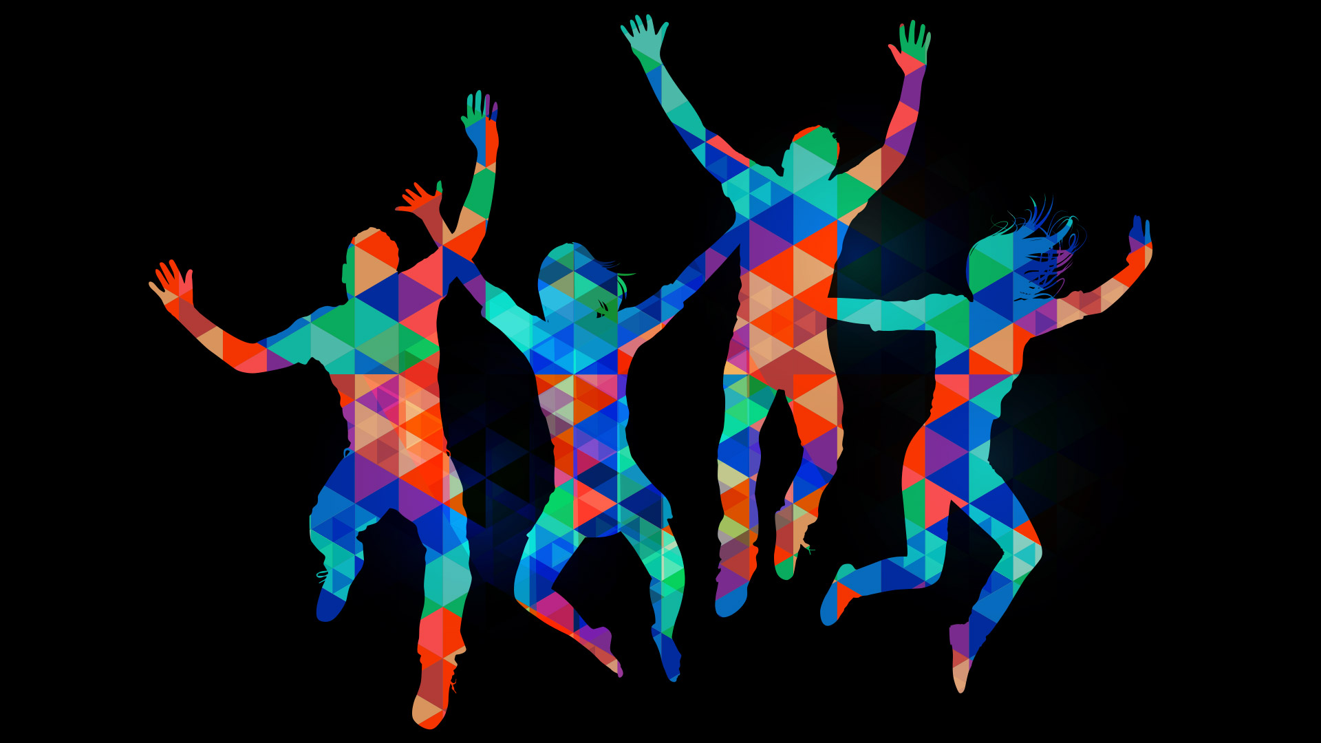 multicoloured people dancing