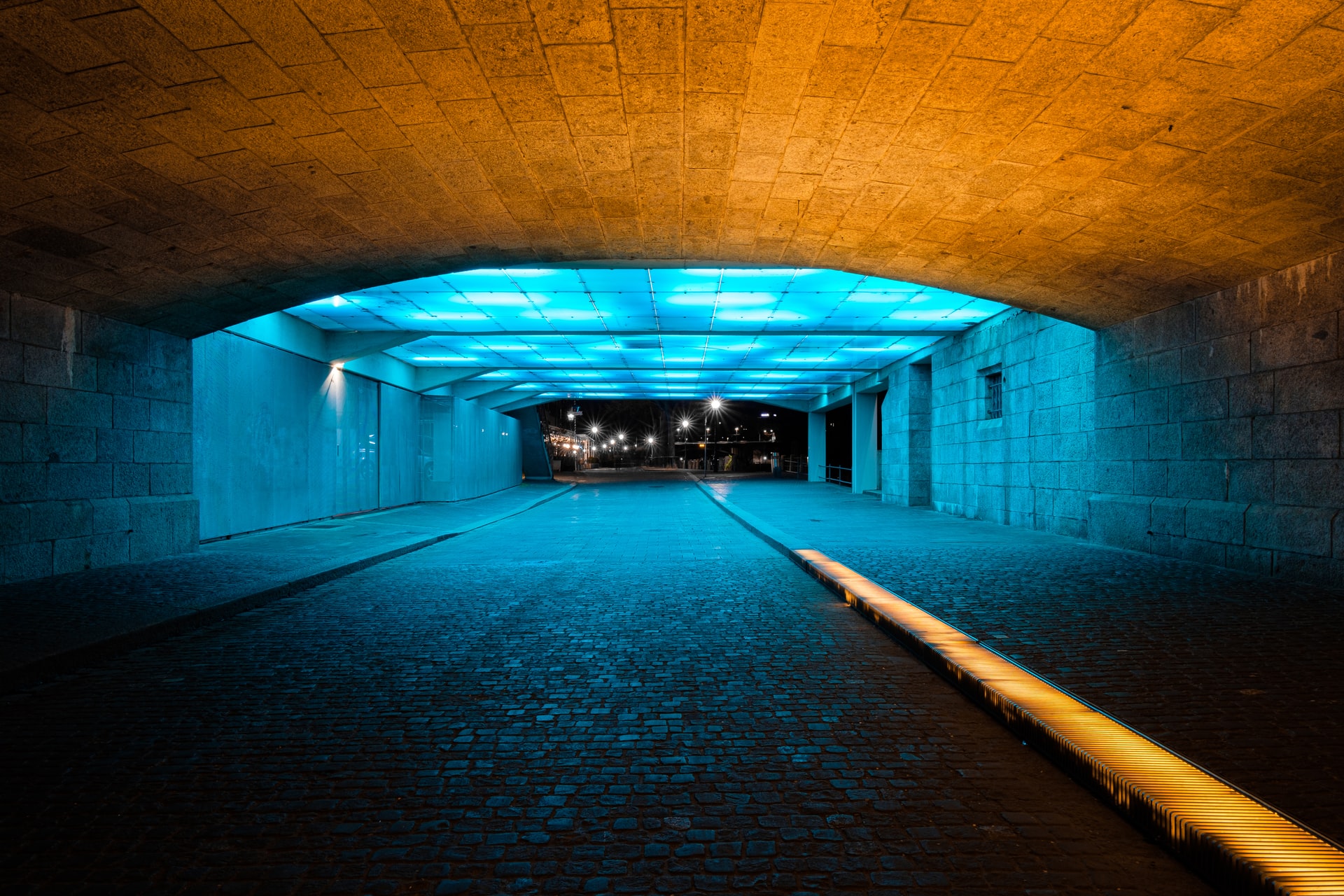 yellow, blue and black tunnel