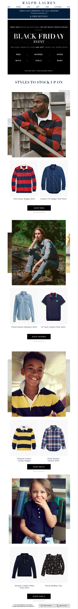 In the U.S., Ralph Lauren showcases shirt styles.