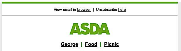 ASDA unsubscribe box