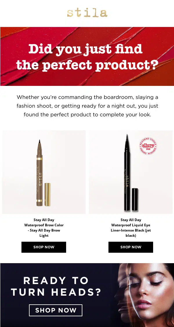 stila make up email - did you just find the perfect product in header