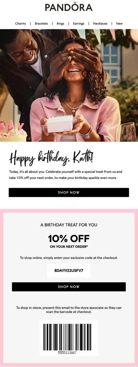 birthday greeting email with text happy birthday kath